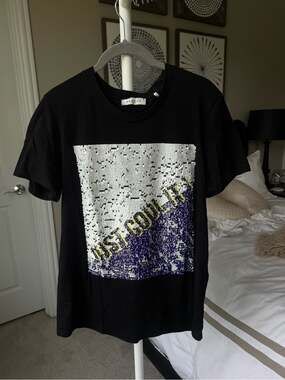 Sandro Just Cool It Graphic Sequin Tee